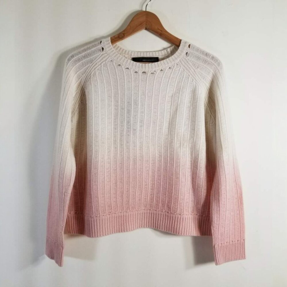 NWT 360 Cashmere Demi Dip Dye Cashmere Sweater in Chalk-Rose Size XS, S, M